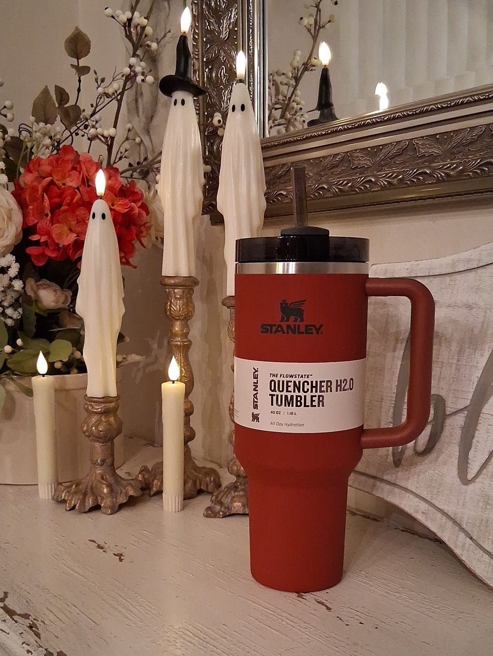 Stanley Quencher 40 oz. H2.0 Tumbler - Rust Red with Smoke Black Lid and Straw